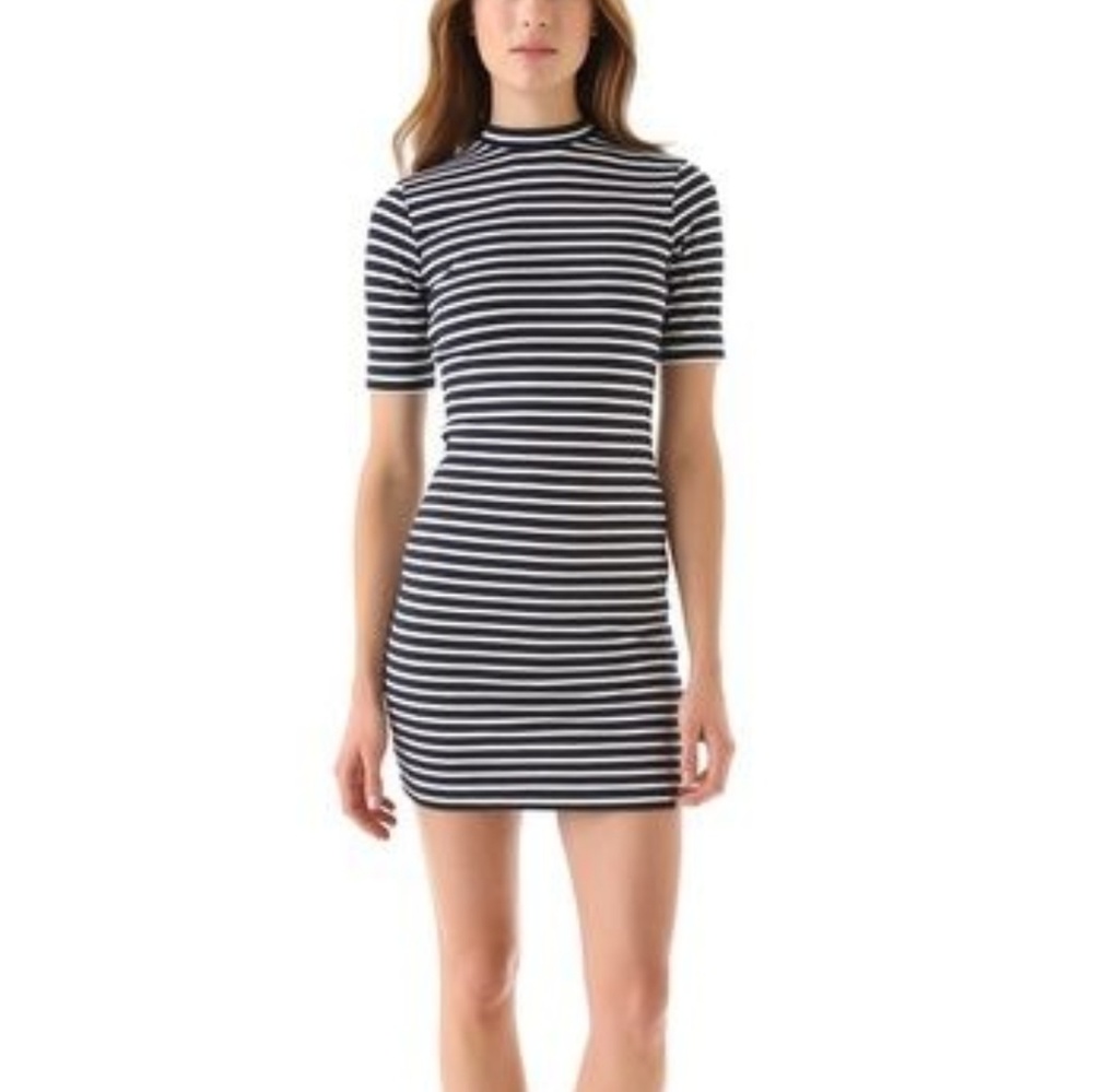 T by Alexander Wang black and white striped dres